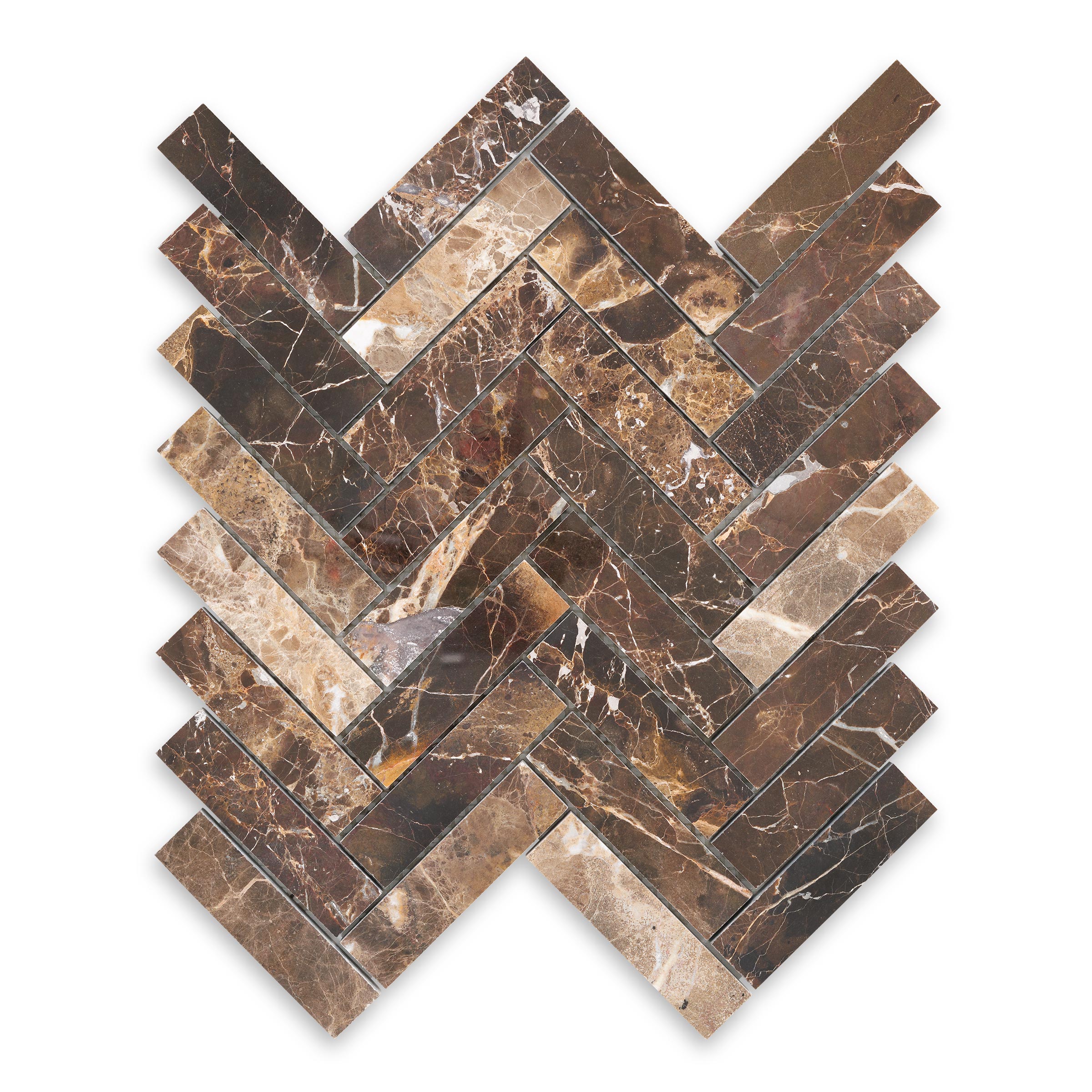 Emperador Dark Marble 1" X 4" Herringbone