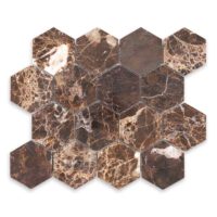 Emperador Dark Marble 3" Hexagon Polished