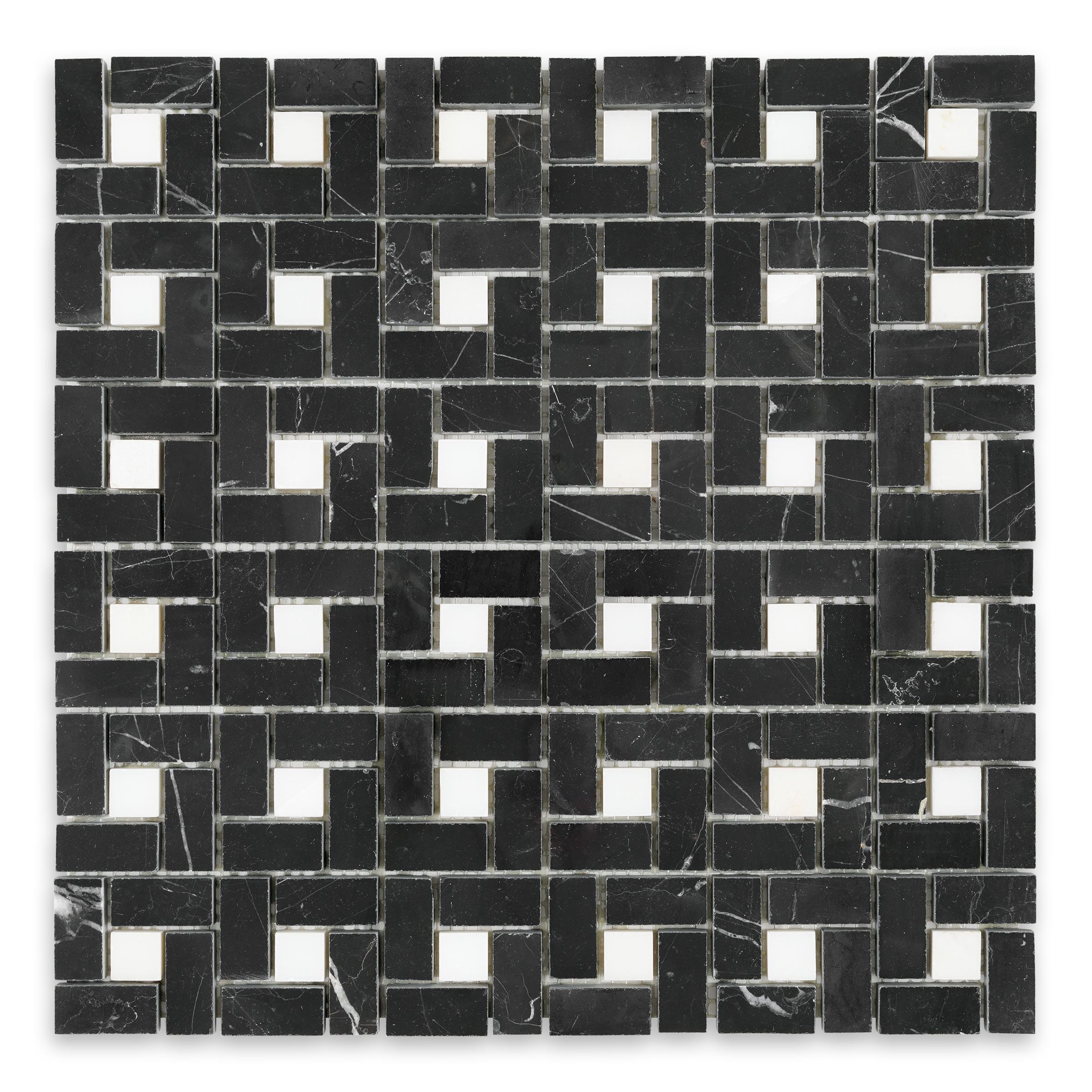 Negro Marquina Marble Pinwheel with White Dot