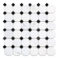 Oriental White Marble Octagon w/ Black Dot