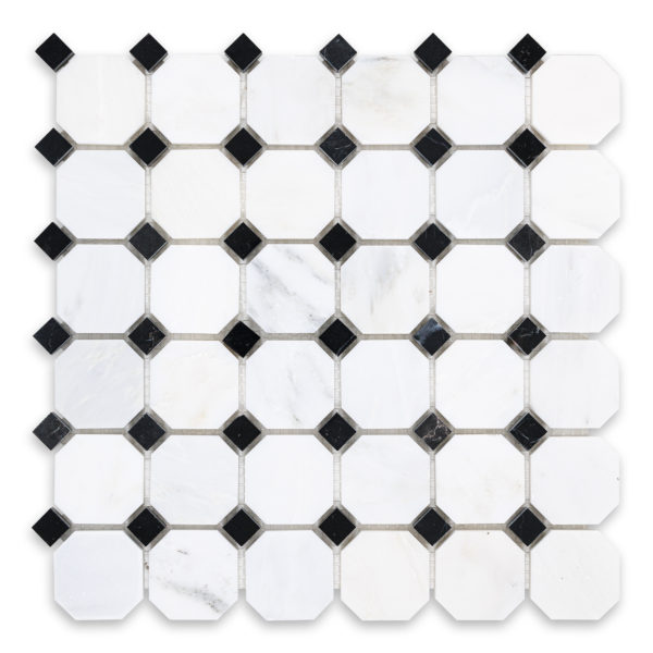 Oriental White Marble Octagon w/ Black Dot
