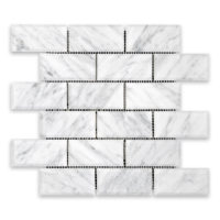 White Carrara Marble 2" X 4" Brick Beveled