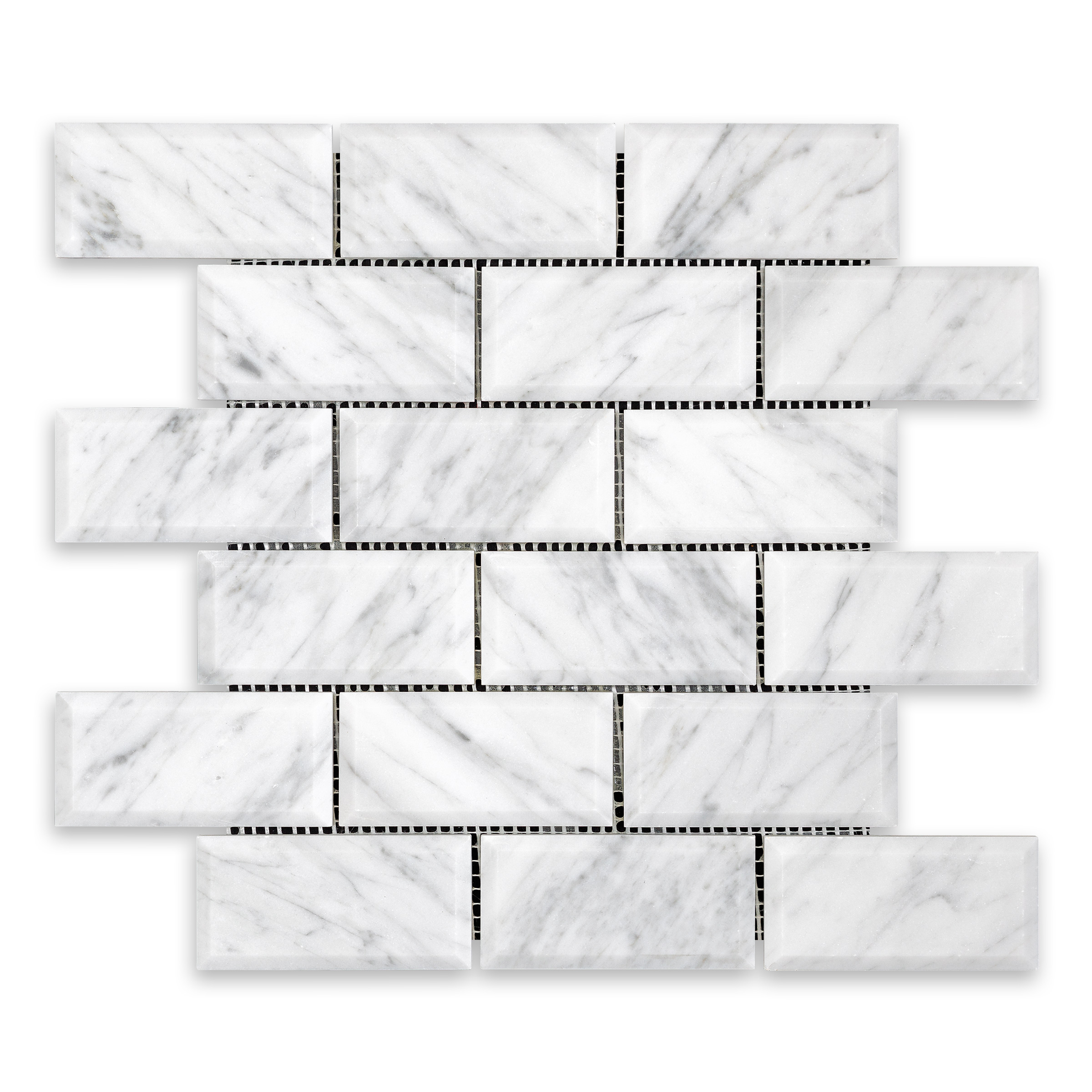 White Carrara Marble 2" X 4" Brick Beveled