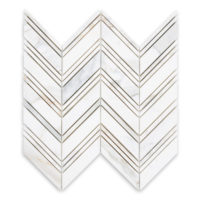 Calacatta Gold Marble Chevron with Thin Calacatta Gold Strips