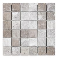 Tundra Grey Marble 2" X 2" Square Tumbled