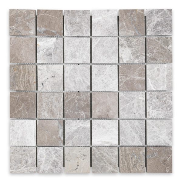 Tundra Grey Marble 2" X 2" Square Tumbled