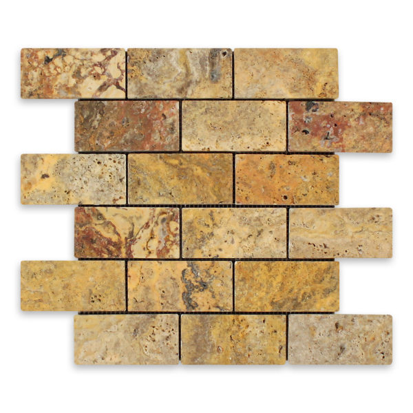 Autumn Leaves Travertine 2" X 4" Brick Tumbled
