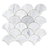 White Carrara Marble 3" Fan Mosaic