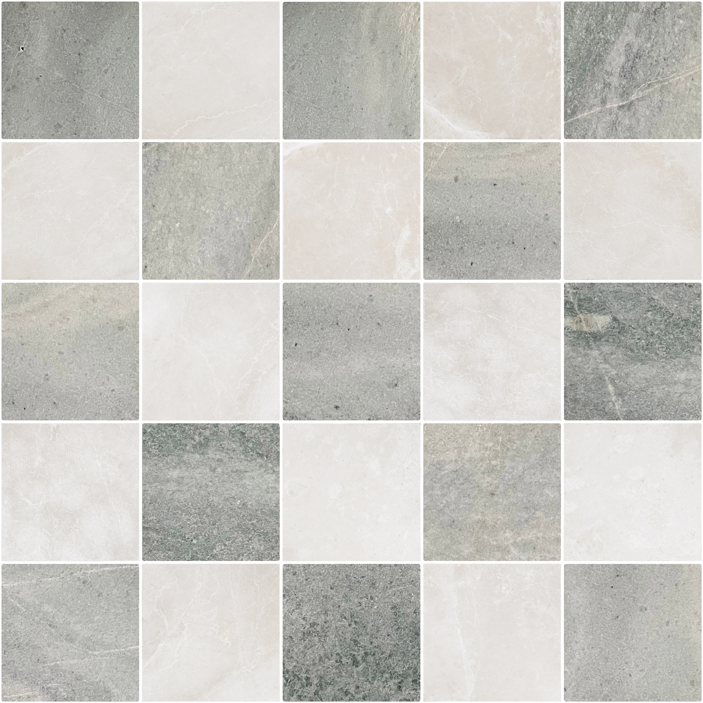 12X12 Botticino Turkish Tumbled, Ming Green Tumbled