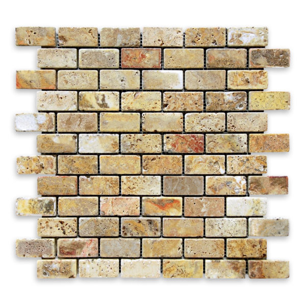 Autumn Leaves Travertine 1" X 2" Brick Tumbled