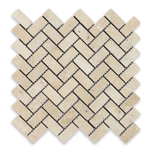Ivory Premium Travertine 1" X 2" Herringbone