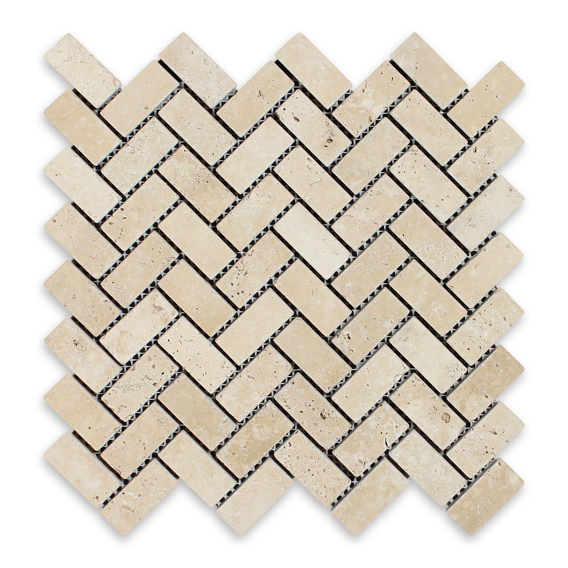 Ivory Premium Travertine 1" X 2" Herringbone