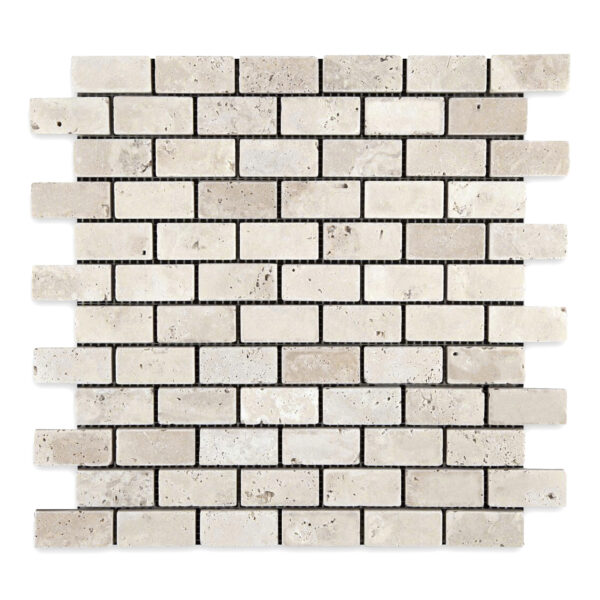 Ivory Premium Travertine 1" X 2" Brick Tumbled
