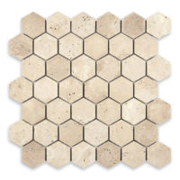 Ivory Premium Travertine 2" Hexagon Tumbled