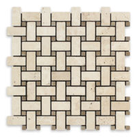 Ivory Premium Travertine Basketweave with Noce Dot