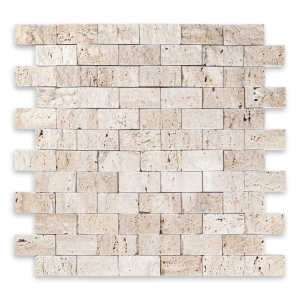 Ivory Premium Travertine 1" X 2" Brick Splitface