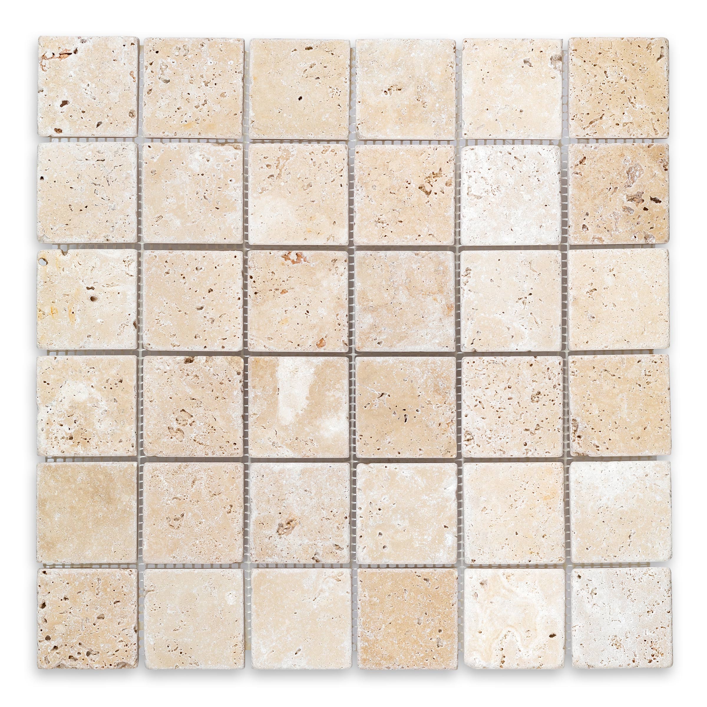 Ivory Premium Travertine 2" X 2" Square Tumbled