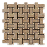 Noce Premium Travertine Basketweave with Ivory Dot
