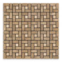 Noce Premium Travertine Pinwheel with Ivory Dot