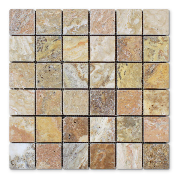 Autumn Leaves Travertine 2" X 2" Square Tumbled
