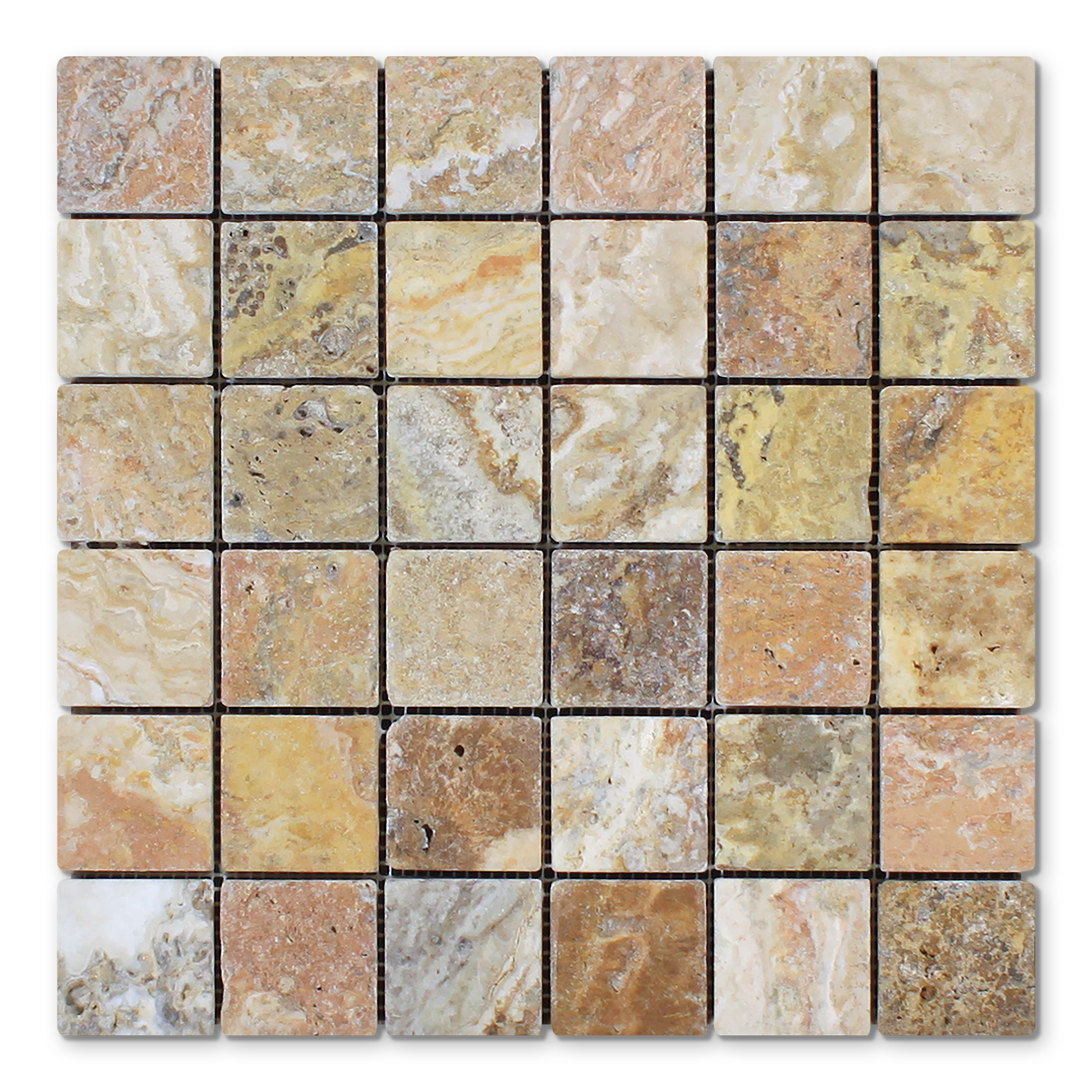 Autumn Leaves Travertine 2" X 2" Square Tumbled
