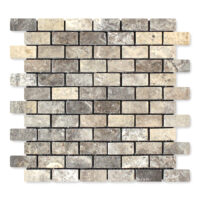 Silver Premium Travertine 1" X 2" Brick Tumbled