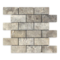 Silver Premium Travertine 2" X 4" Brick Tumbled