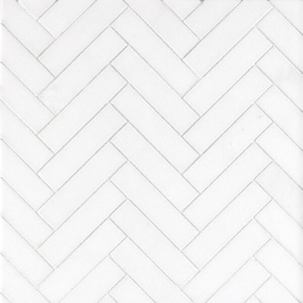 Thassos White Marble 1" X 4" Herringbone