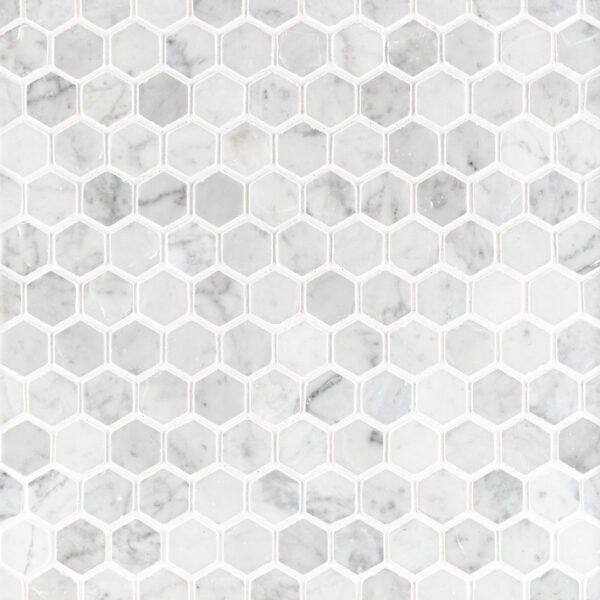 White Carrara Marble 1" Hexagon
