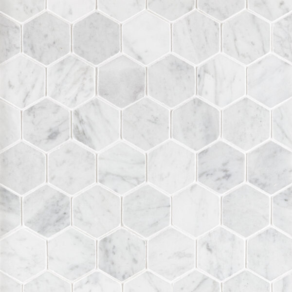 White Carrara Marble 2" Hexagon