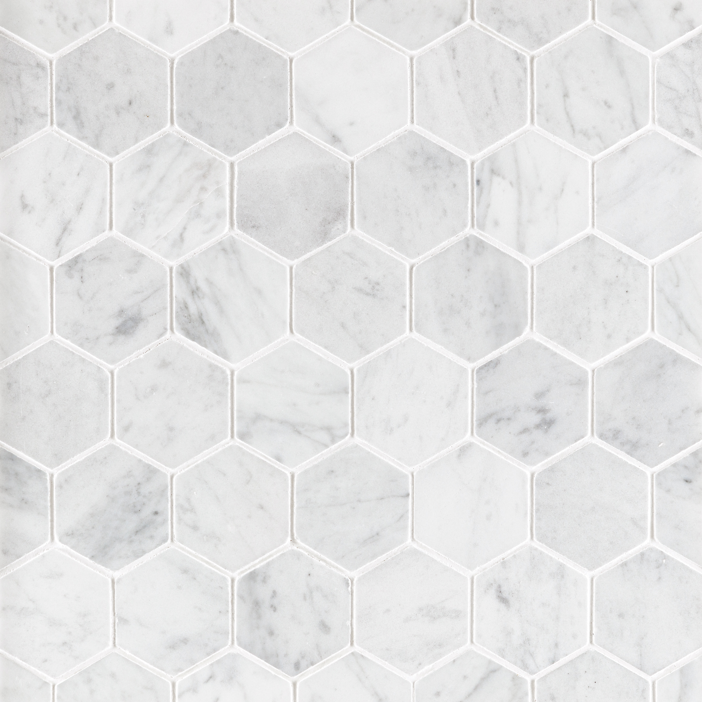 White Carrara Marble 2" Hexagon