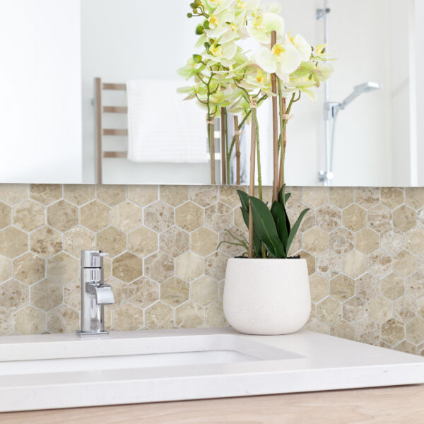 Crema Cappuccino Marble 2" Hexagon Polished