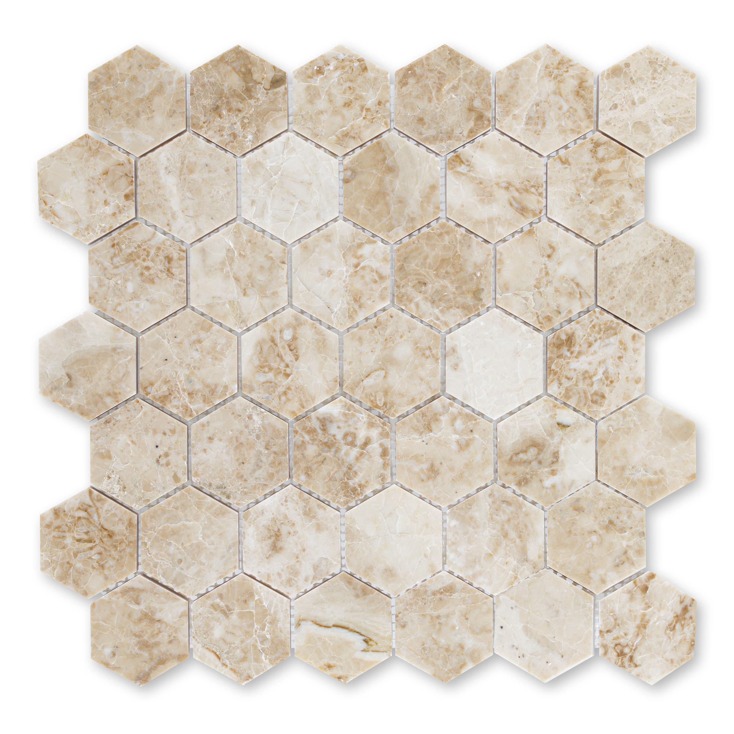 Crema Cappuccino Marble 2" Hexagon Polished