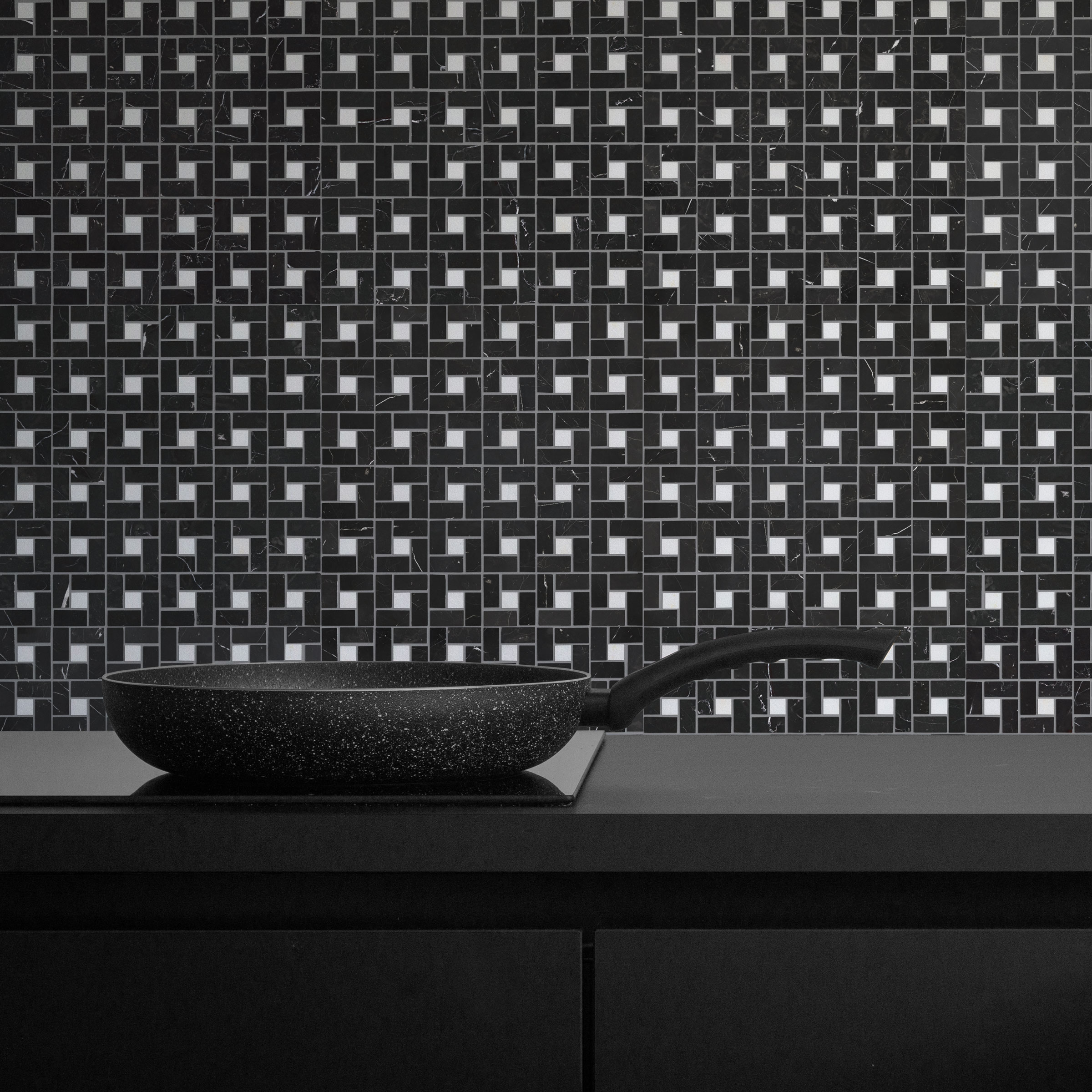 Negro Marquina Marble Pinwheel