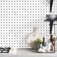 Calacatta Gold Marble Basketweave with Black Dot Honed