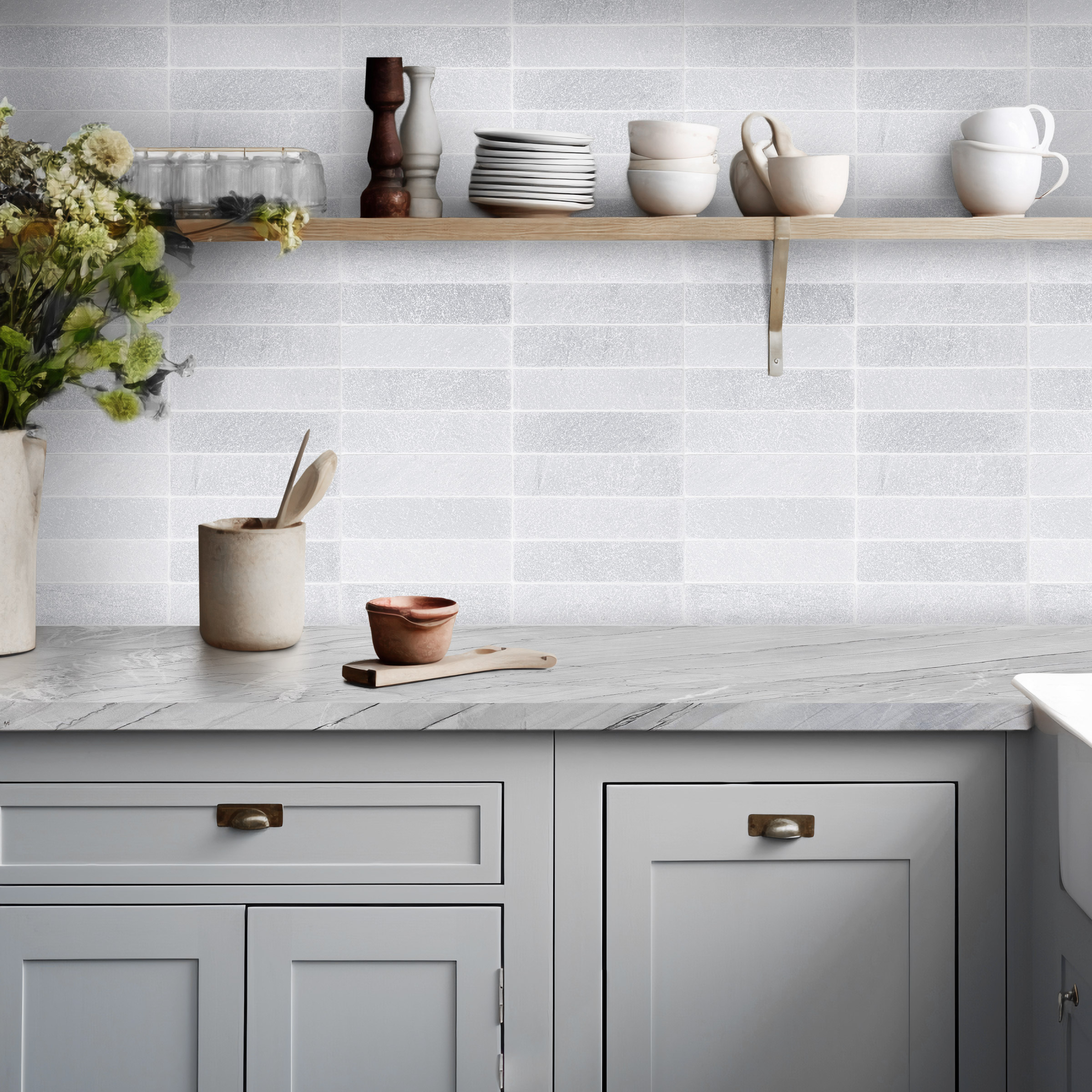 Bardiglio Imperiale Marble 2x8 Tumbled