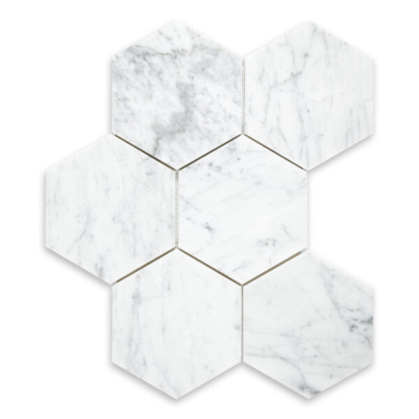 White Carrara Marble 5" Hexagon