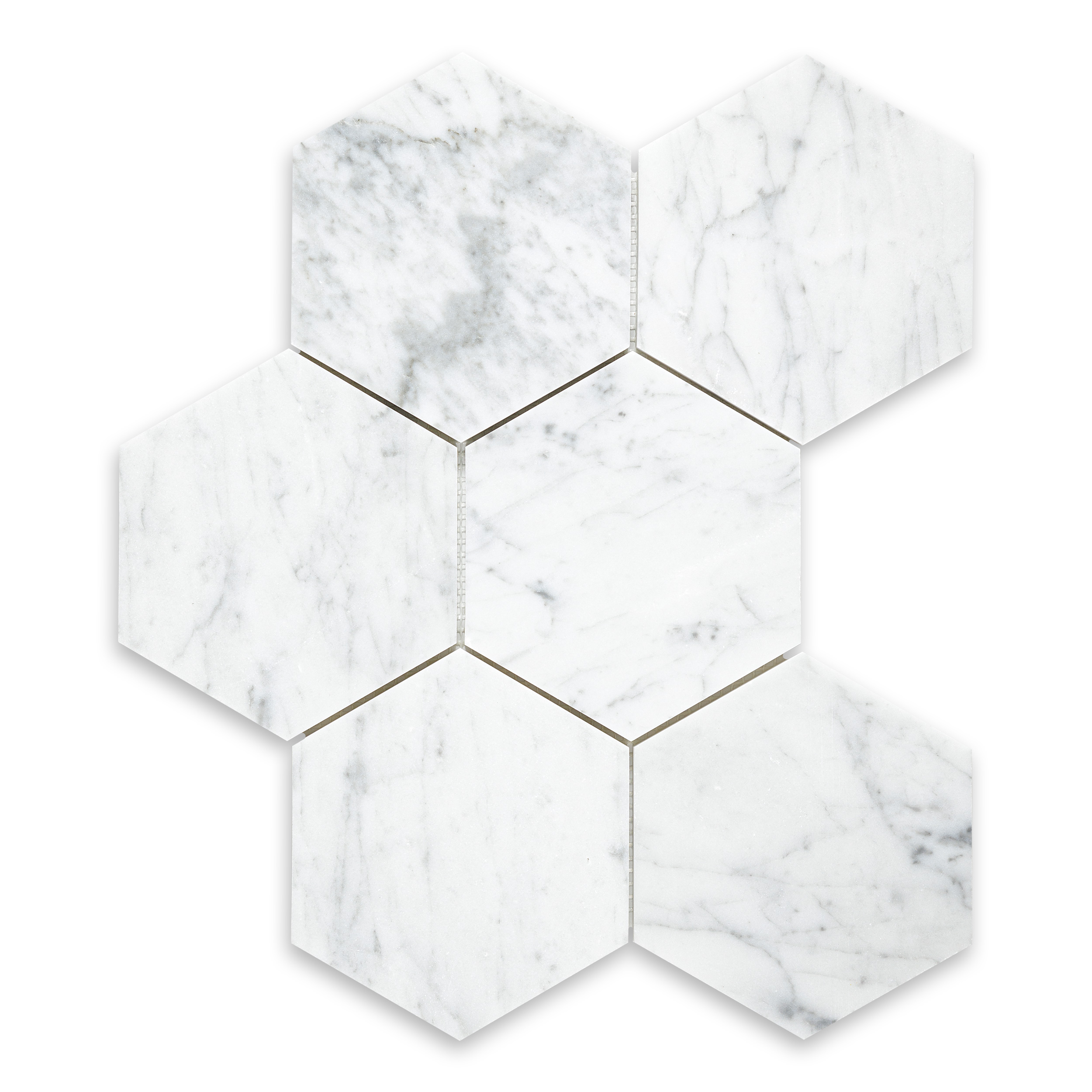 White Carrara Marble 5" Hexagon
