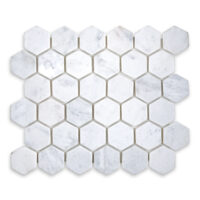 White Carrara Marble 2" Hexagon Tumbled