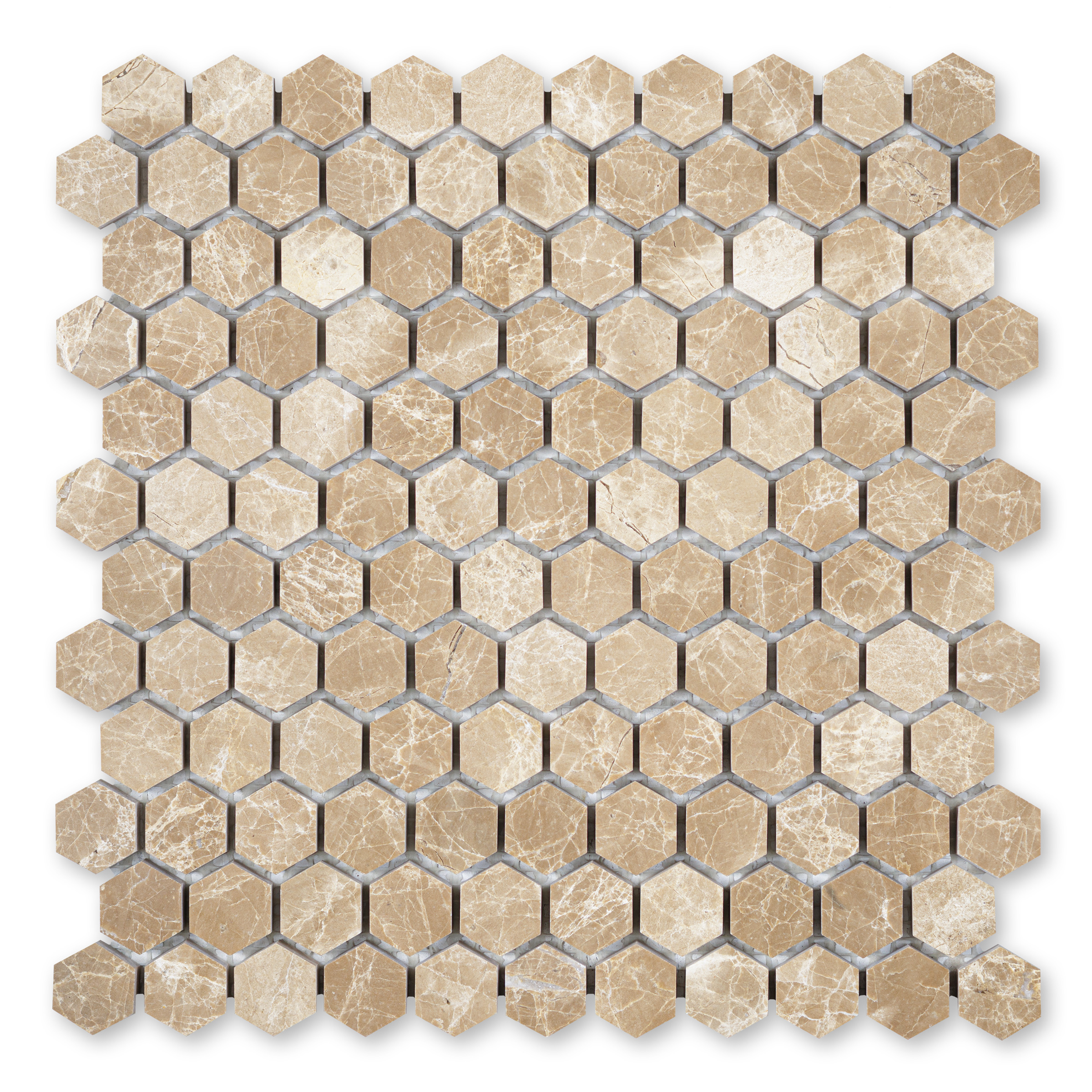 Emperador Light Marble 1" Hexagon Polished