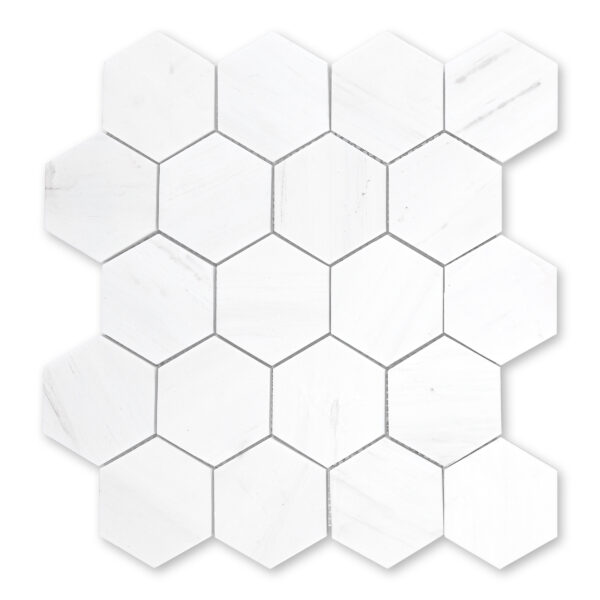 Bianco Dolomite Marble 3" Hexagon