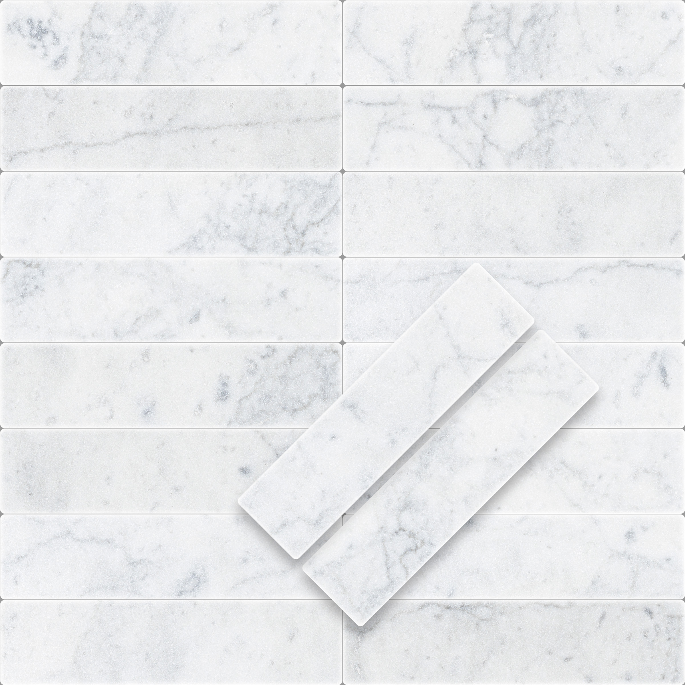White Carrara Marble 2x8 Tumbled