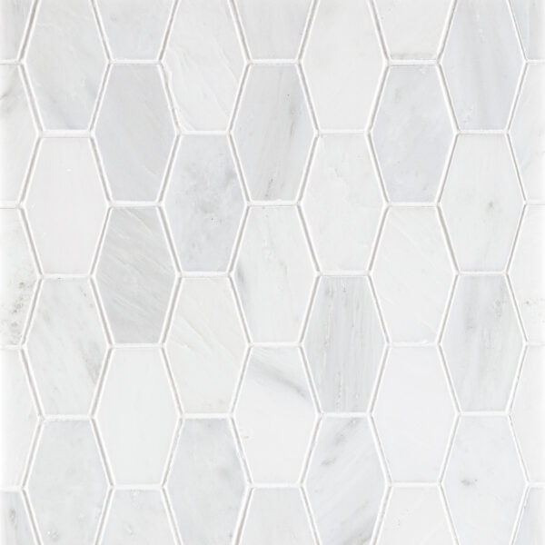 Oriental White Marble 2x3 Elongated Hexagon