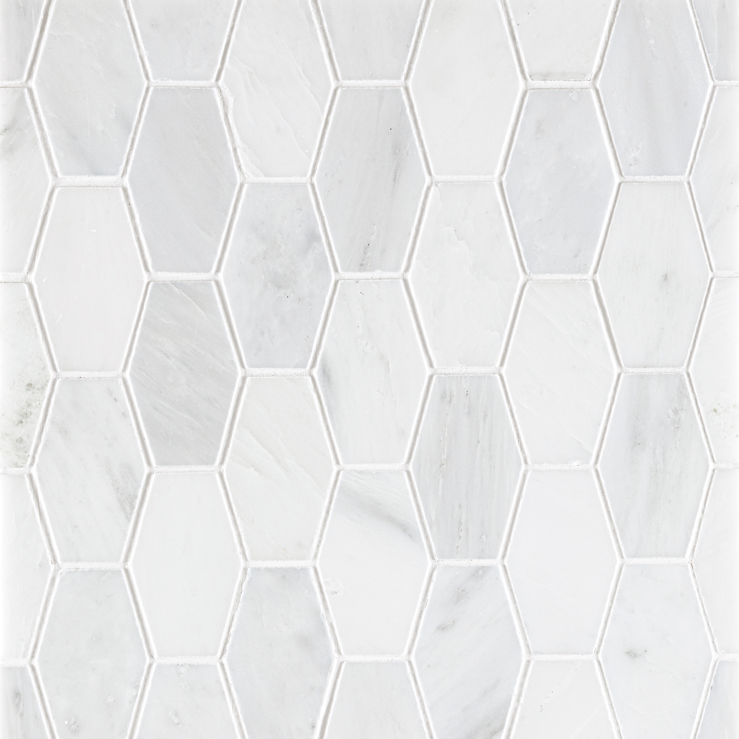 Oriental White Marble 2x3 Elongated Hexagon