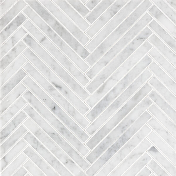 White Carrara Marble 5/8" X 6" Herringbone
