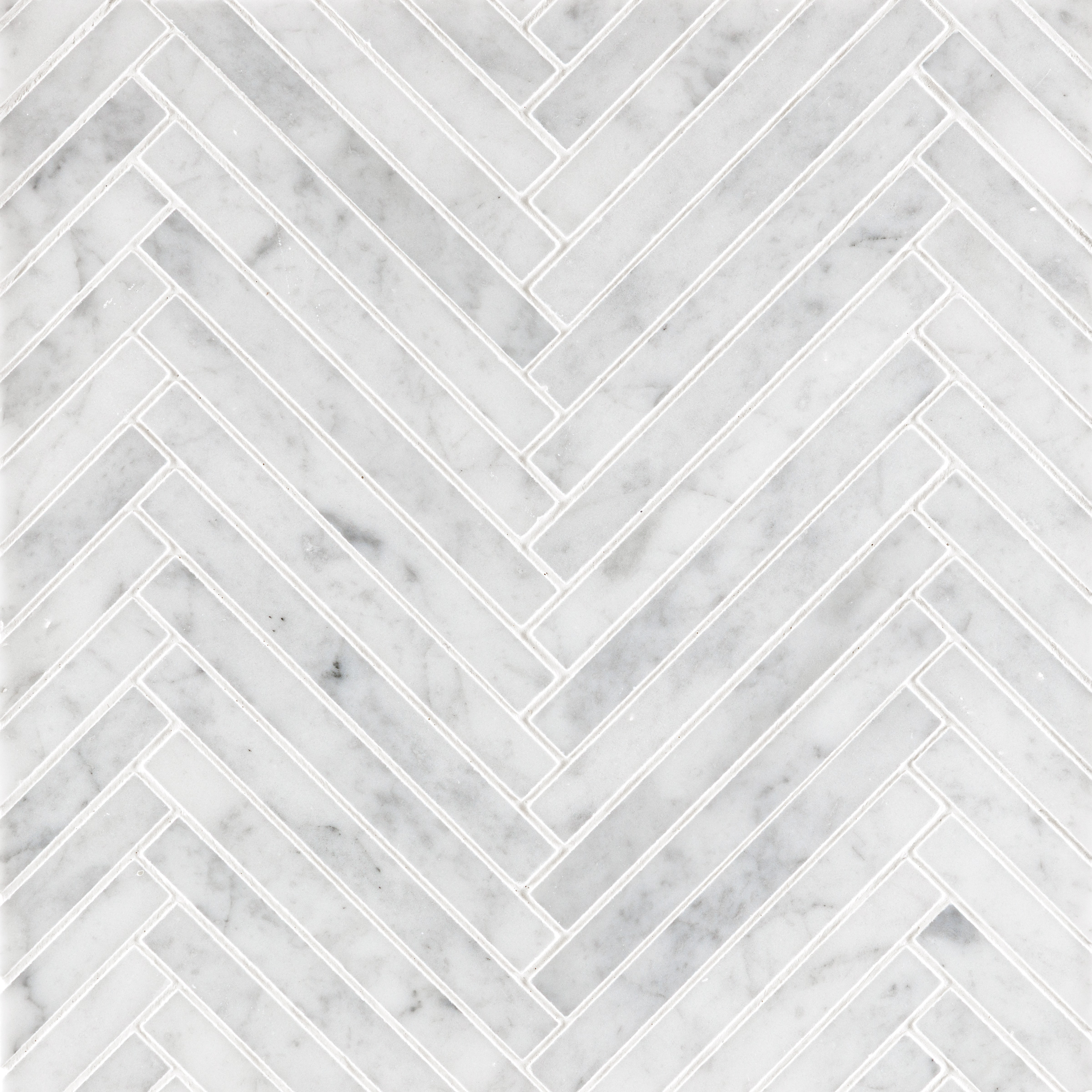 White Carrara Marble 5/8" X 6" Herringbone