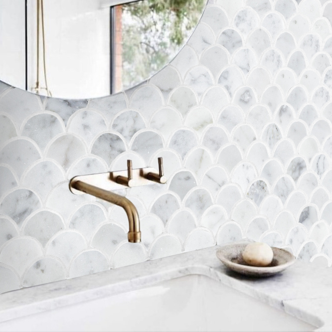 White Carrara Marble 1" Fan