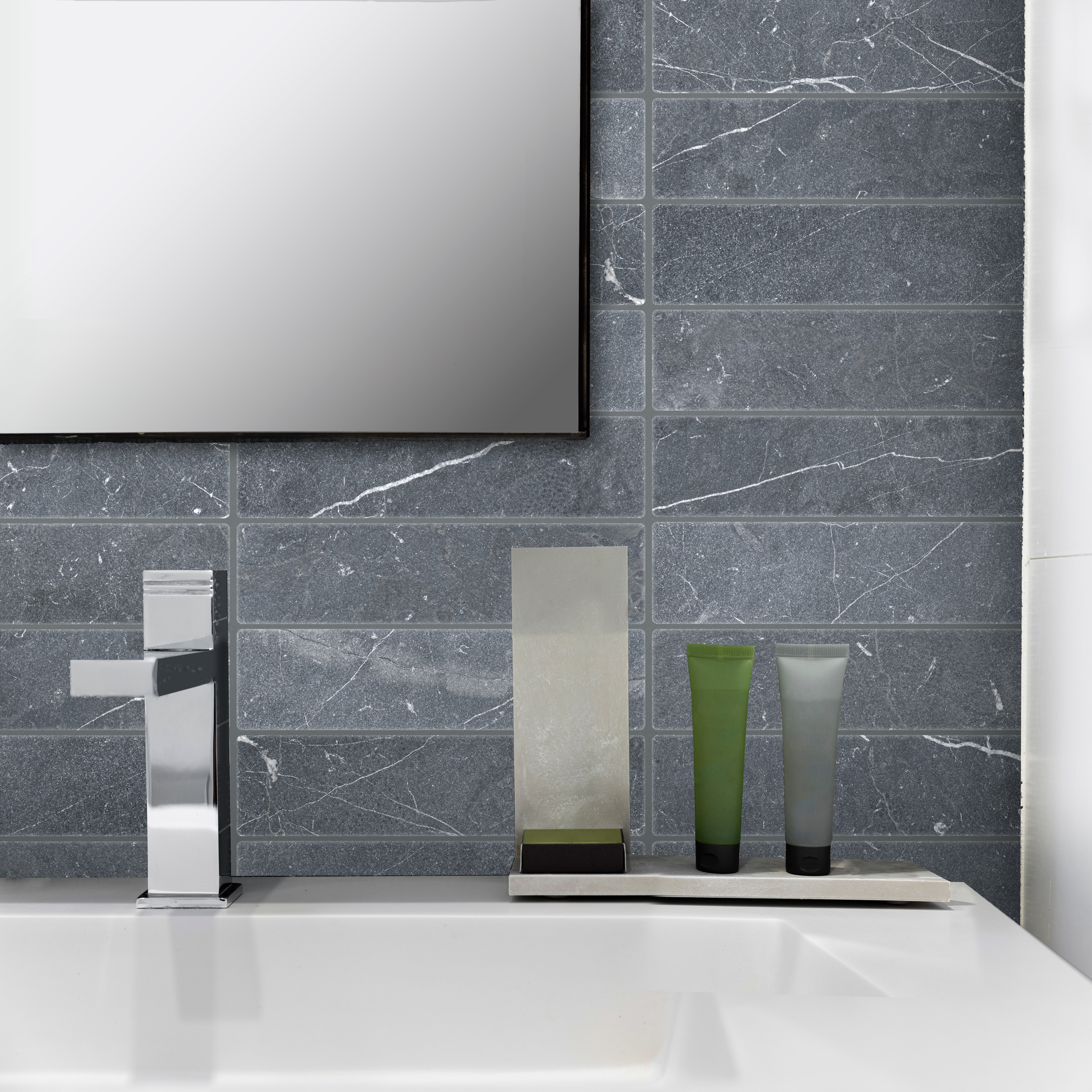 Negro Marquina Marble 2x8 Tumbled