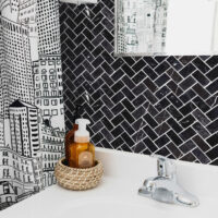 Negro Marquina Marble 1" X 2" Herringbone