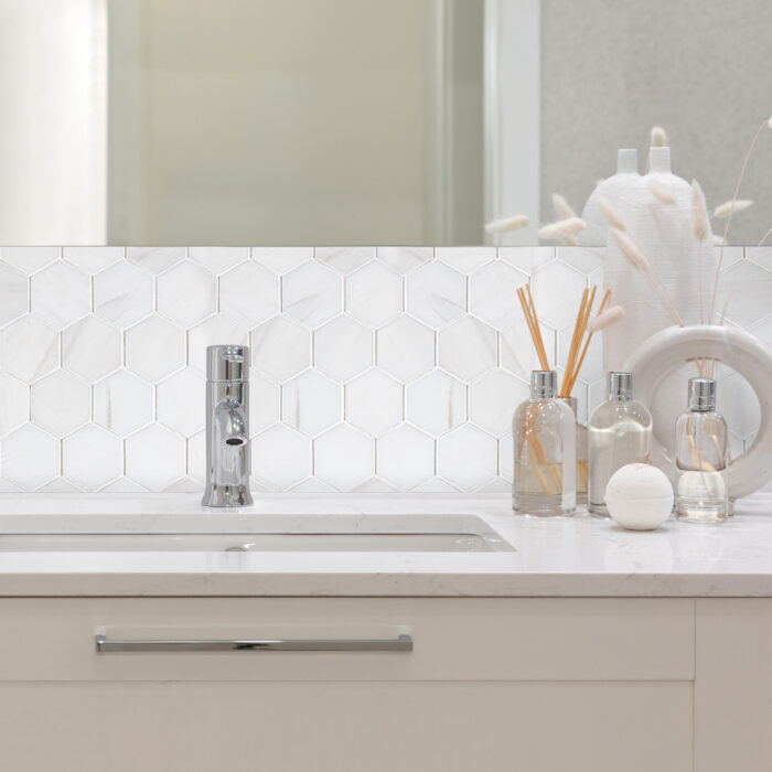 MOSAICS Bianco Dolomite Marble 3" Hexagon Honed